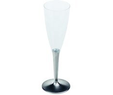 Sektglas mit silbernem Fuss, 2-teilig geeicht 1dl