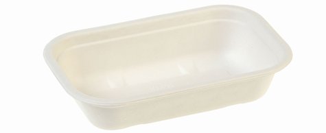 Schale Zuckerrohr/PBAT, 650ml weiss, 205x130x56mm