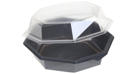 Schale mit Klappdeckel, achteckig