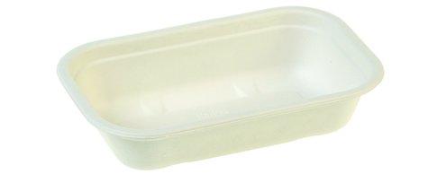 Menüschale Zuckerrohr 500ml weiss, 205x130x45mm