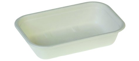 Menüschale Zuckerrohr 850ml weiss, 229x153x50mm