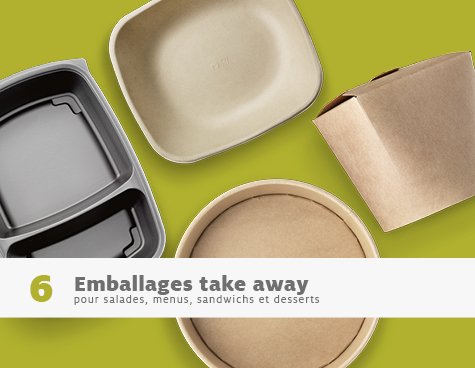 Emballages take away pour salades, menus, sandwichs et desserts